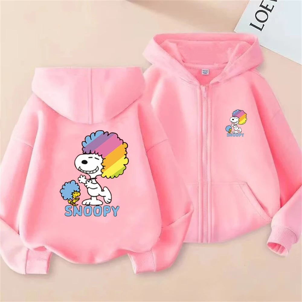 Disney Snoopy Kinder-Kapuzenpullover mit Reißverschluss – Rosa
