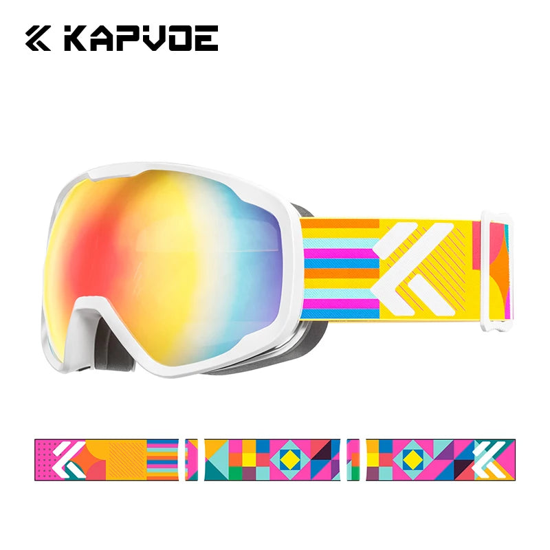 Kapvoe Kids Teen Ski Goggles UV400 Anti-Fog