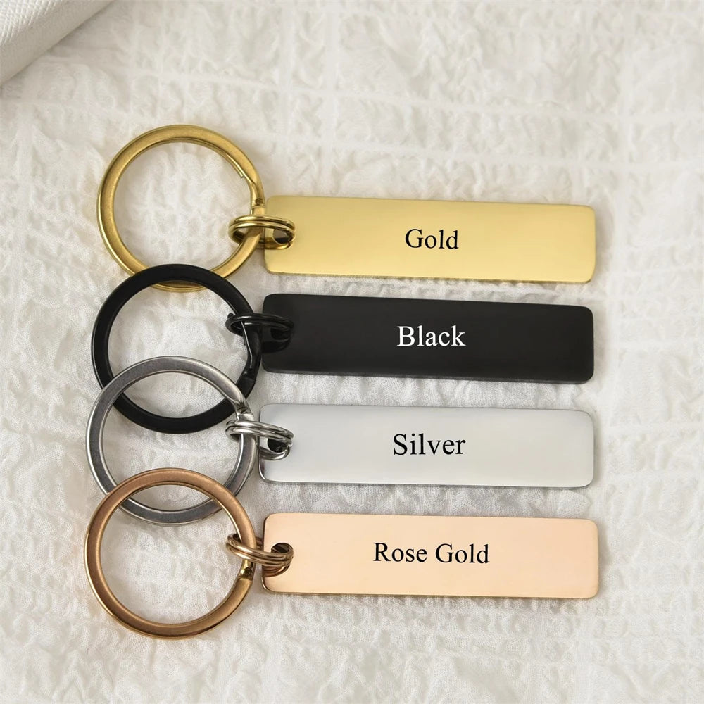 Custom Engraved Stainless Bar Keychain