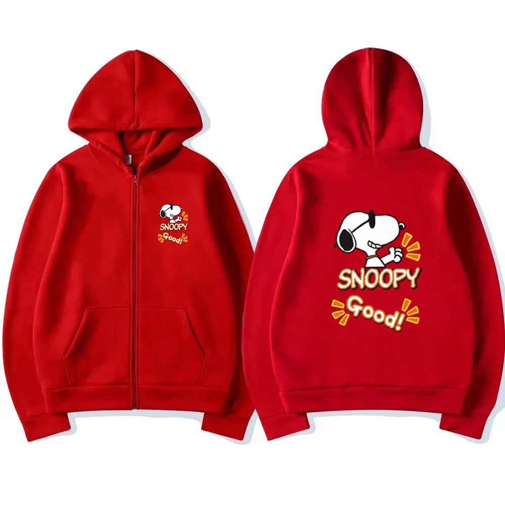 Disney Snoopy Kinder-Kapuzenpullover mit Reißverschluss – Rosa