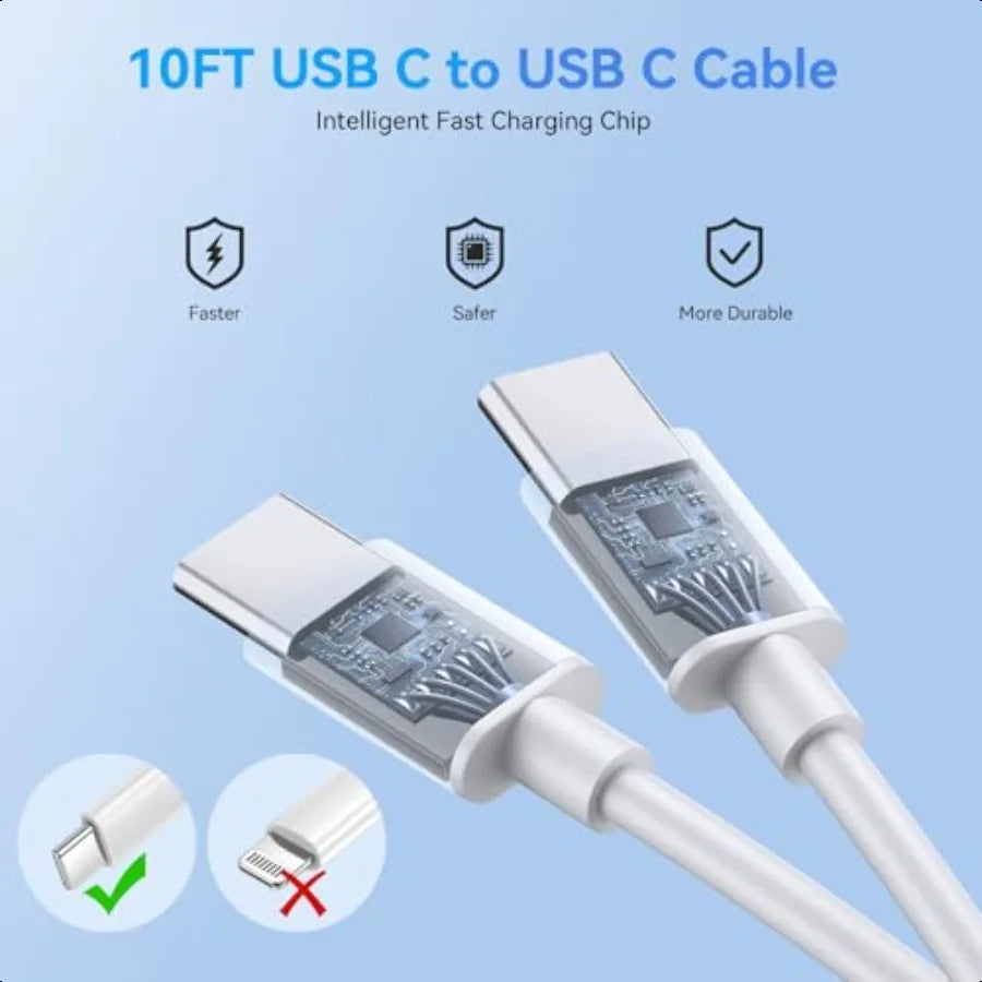 45W Dual USB-C Fast Charger 2-Pack 10FT