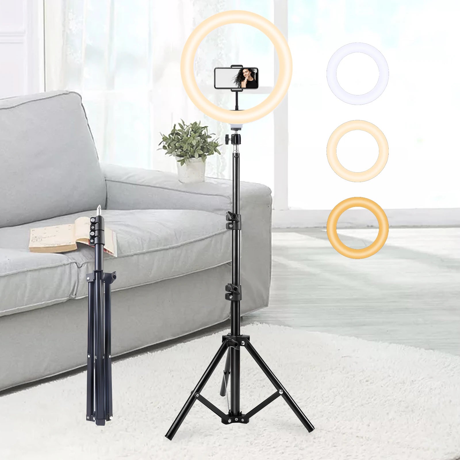 10'' dreifarbiges Ringlicht mit Stativ