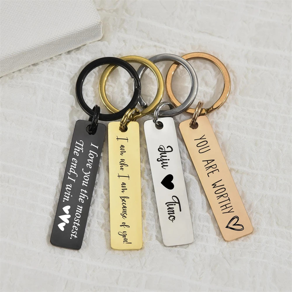 Custom Engraved Stainless Bar Keychain