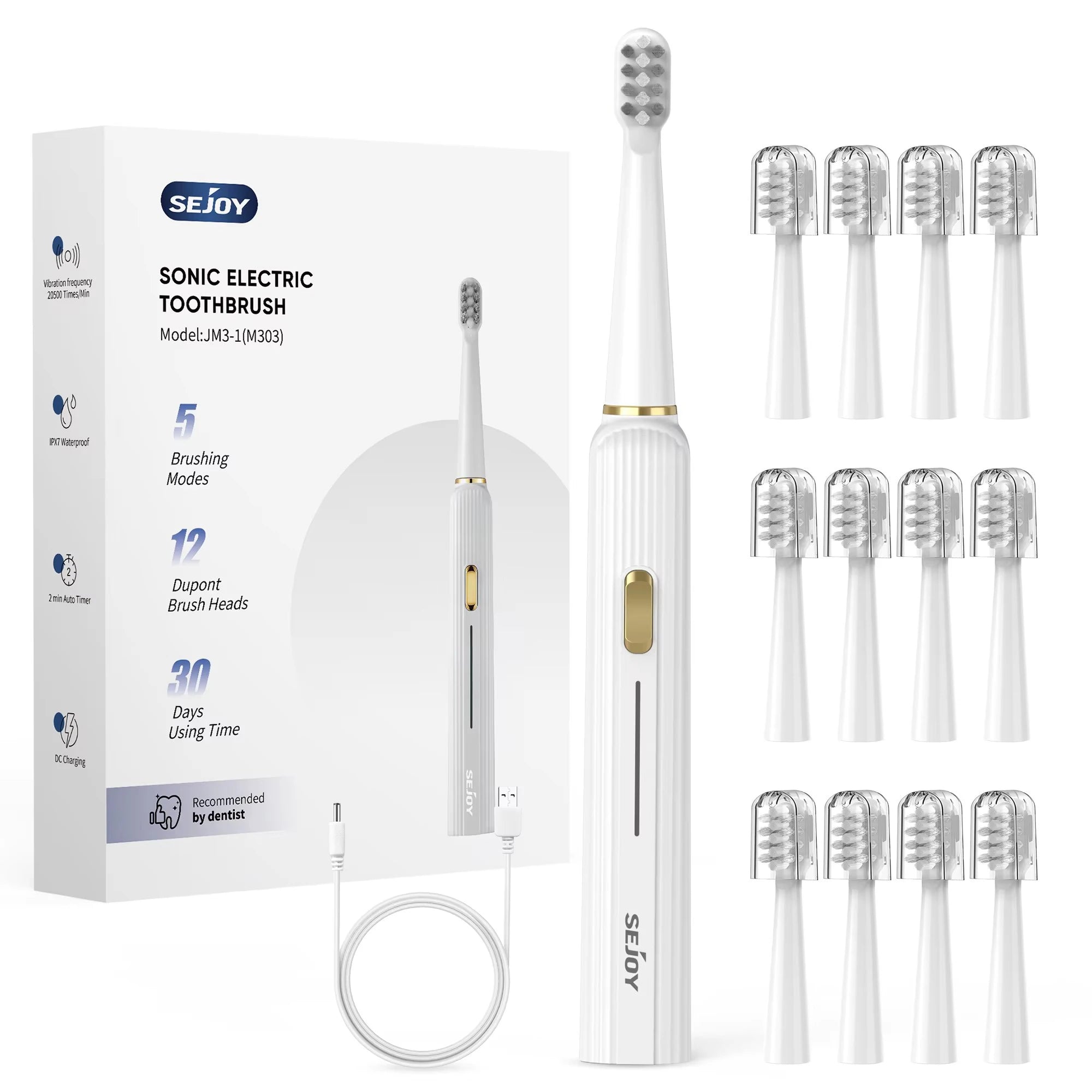 Sejoy 5-Modus wiederaufladbare elektrische Zahnbürste