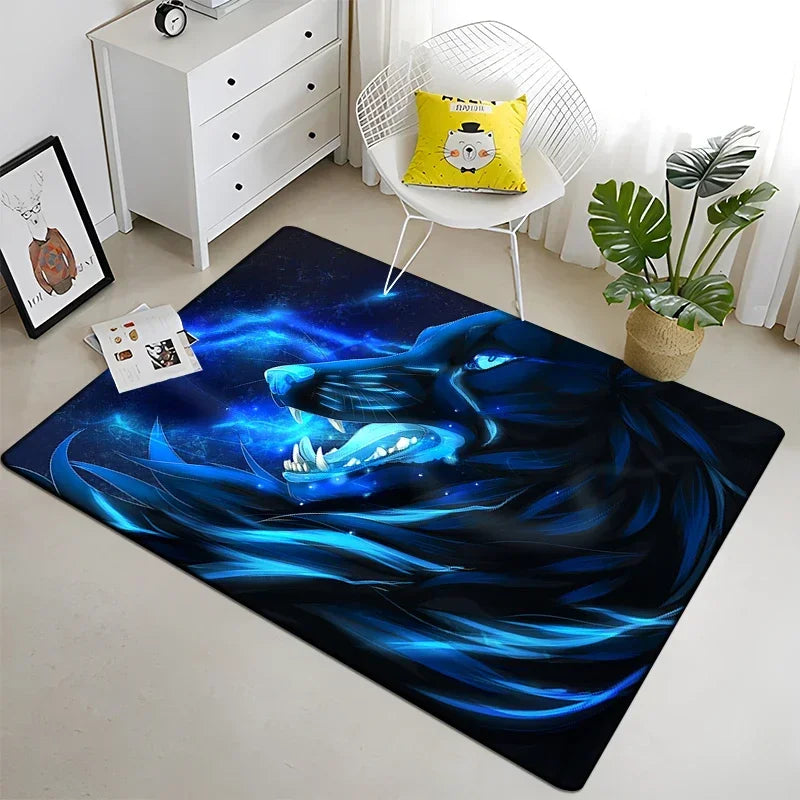 Wolf Moon Pattern Non-Slip Area Rug