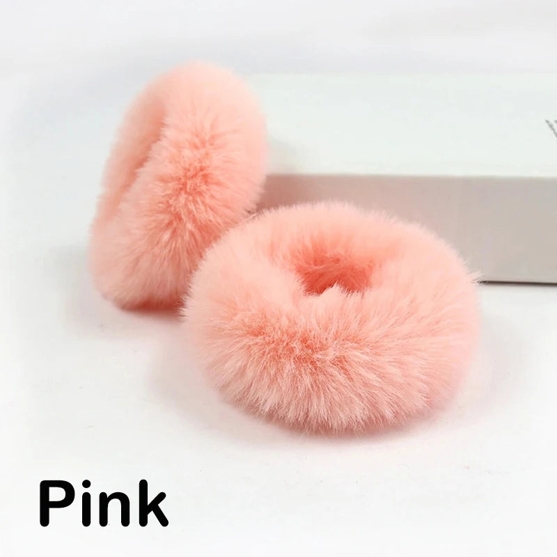 2Pcs Baby Girls Plush Elastic Hair Bands