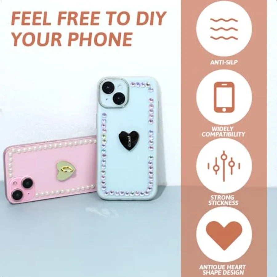 8-Pack Heart Metal Phone Ring Grip Set