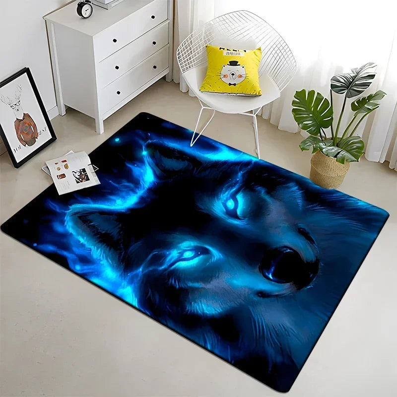 Wolf Moon Pattern Non-Slip Area Rug