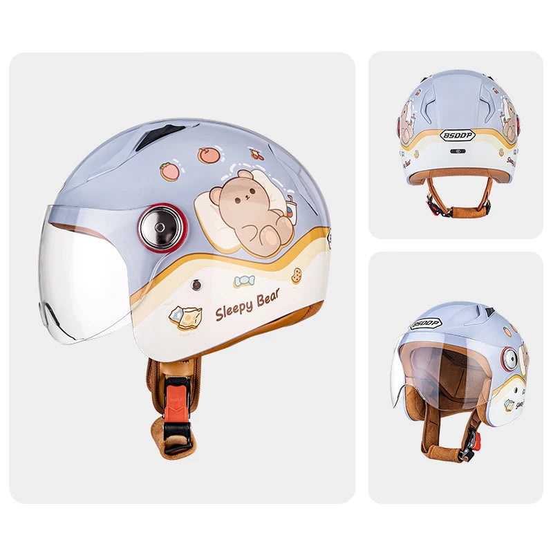 Cute Kids Motorcycle Helmet Open Face
