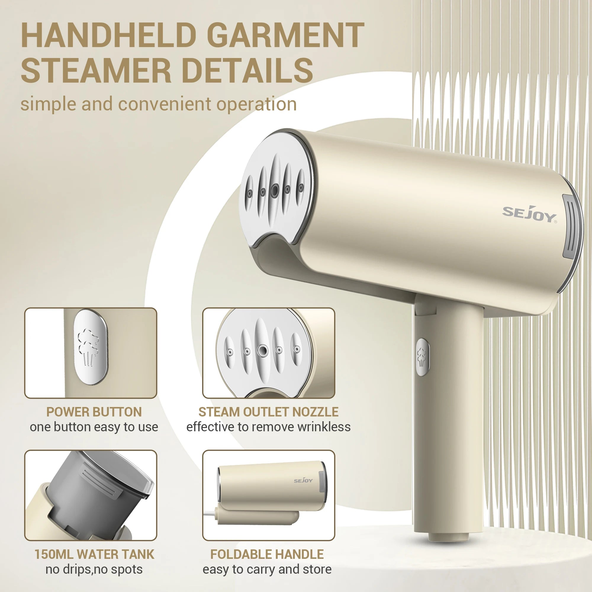 Foldable 1000W Garment Steamer Iron