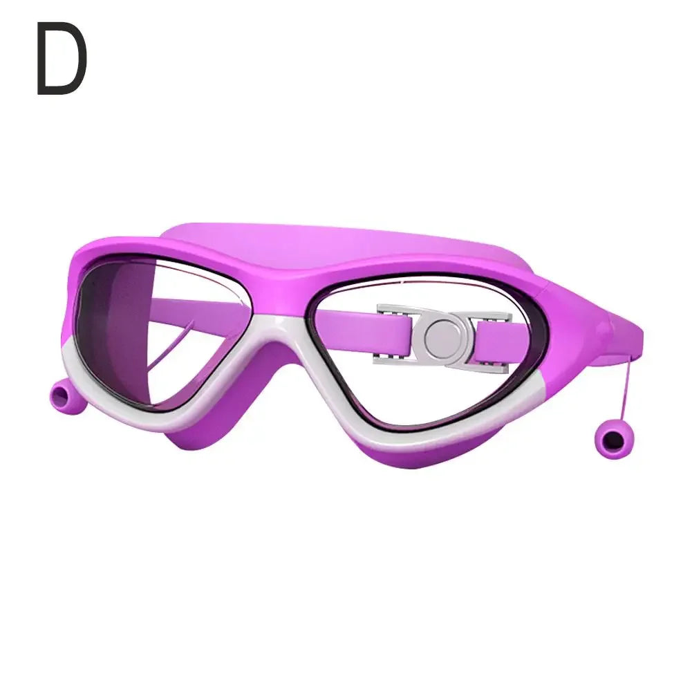 Kids Big Frame Swim Goggles w/ Earplugs