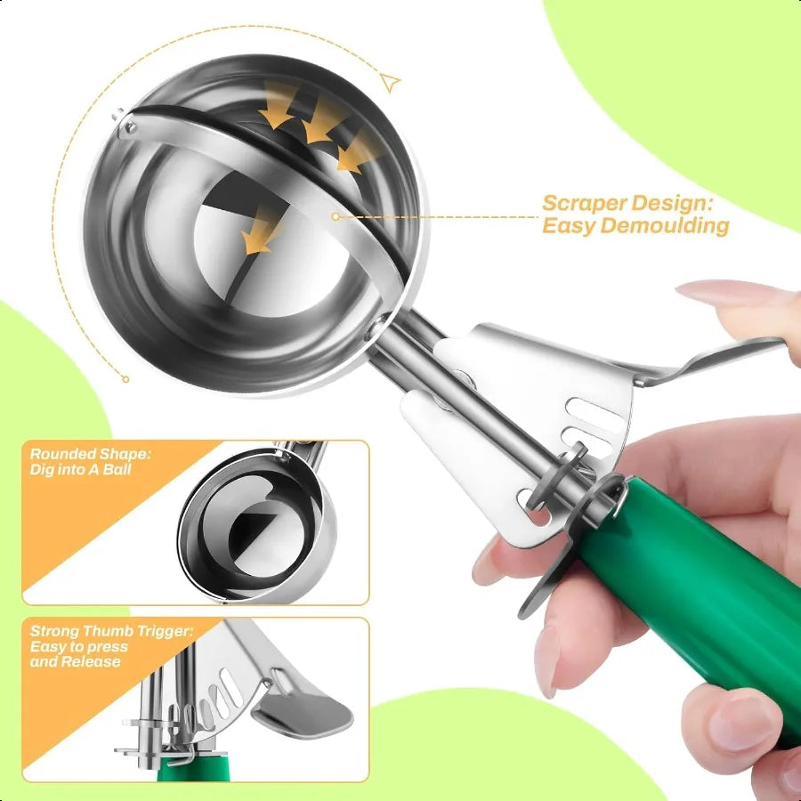 Stainless Steel Ice Cream Scoop Set 3PCS