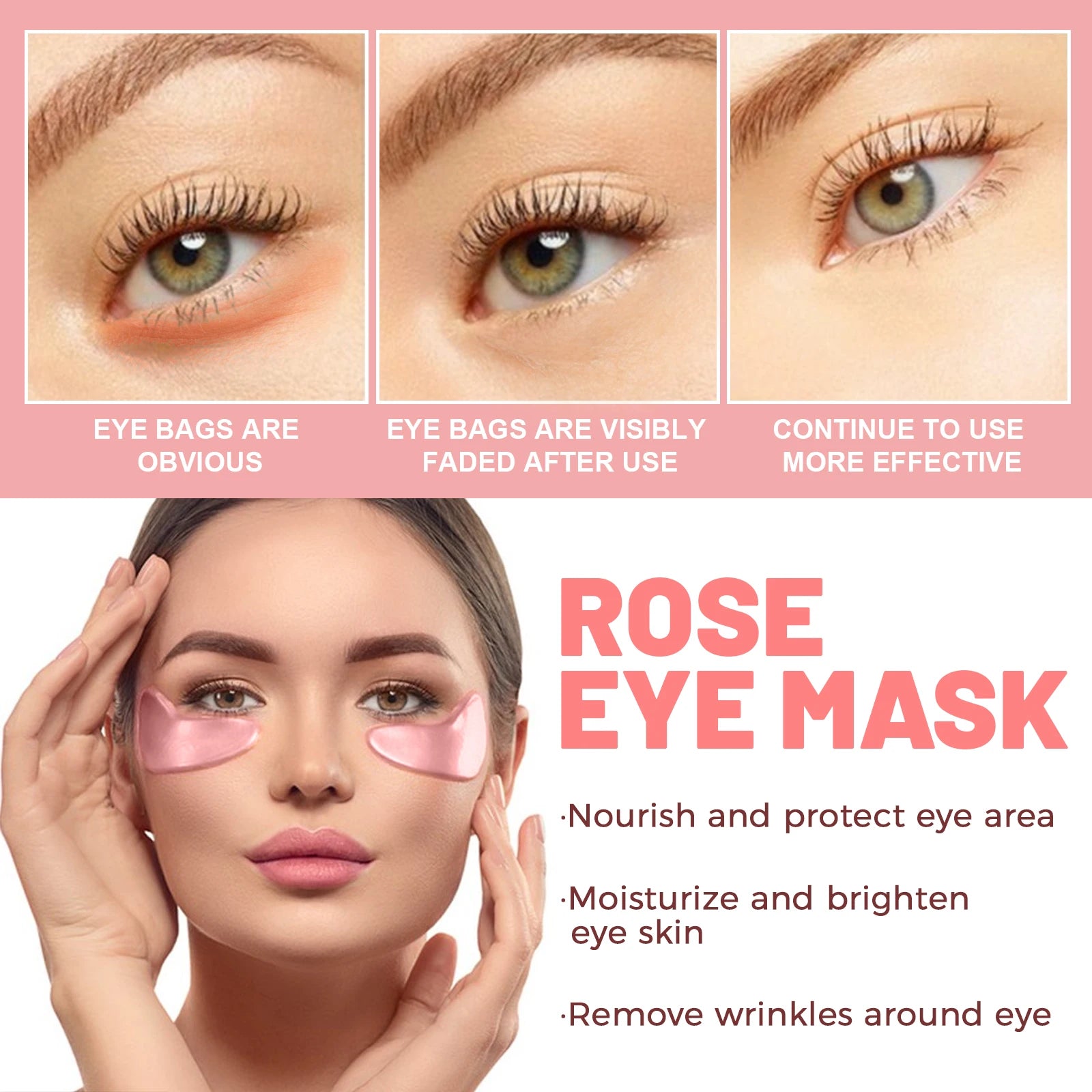 OUHOE 60pcs Rose Firming Eye Mask