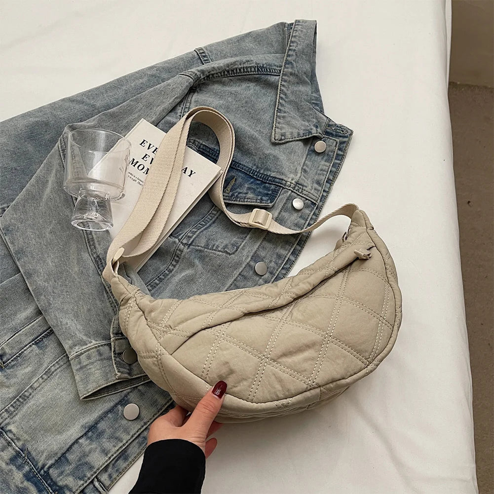 Nylon Zipper Hobo Crossbody Bag