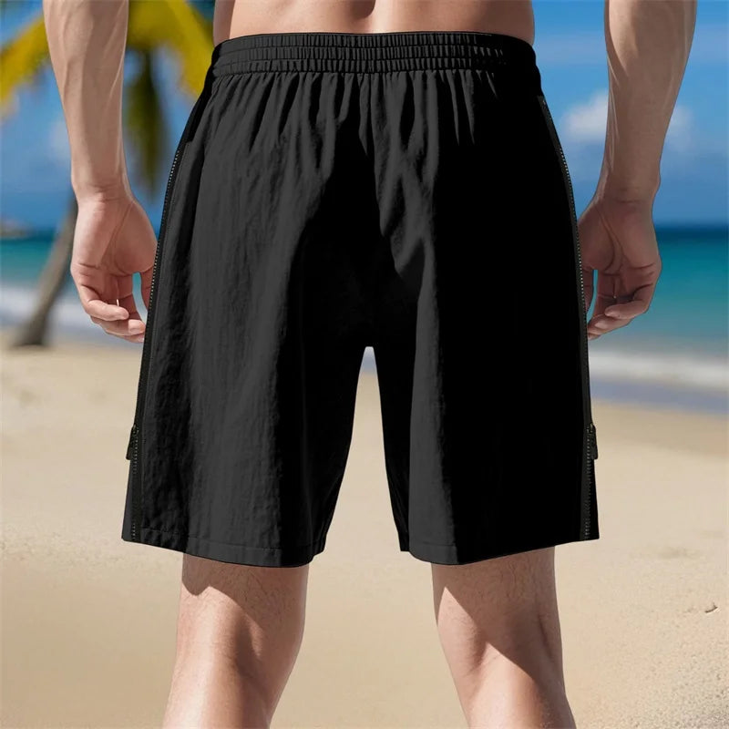 Herren-Shorts mit Kordelzug und elastischer Taille, lockere Passform