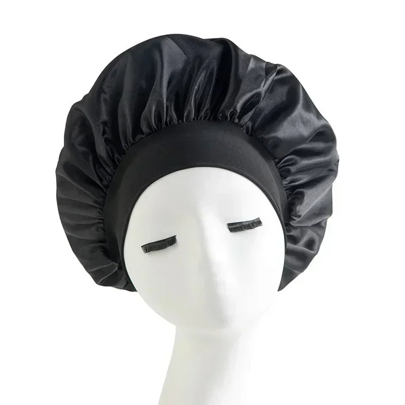 Satin Wide-Brim Silk Sleep Nightcap