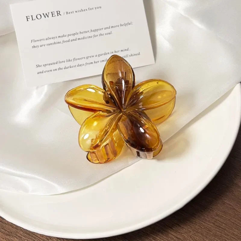 Vintage Brown Flower Hair Claw Clip