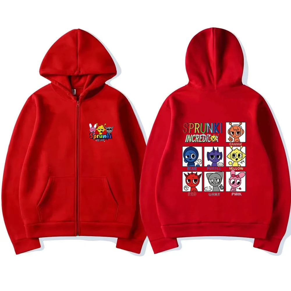 Sprunki Incredibox Kids Zipper Hoodie