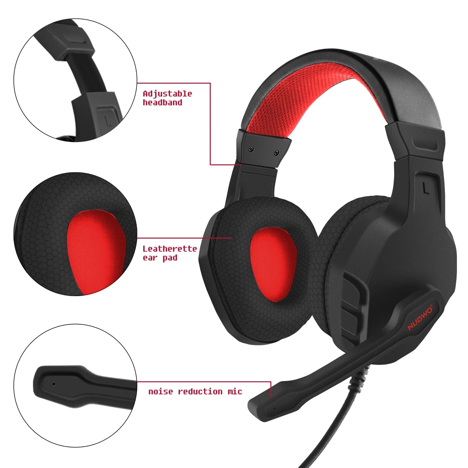 NUBWO U3 Xbox One PS4 Gaming Headset PC Mic Laptop Computer Stereo Headphones with Microphone for Playstation 4Xbox 1 Controller