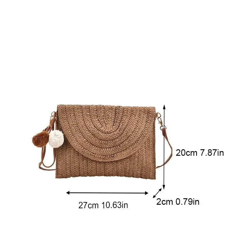 Woven Straw Summer Beach Crossbody Bag