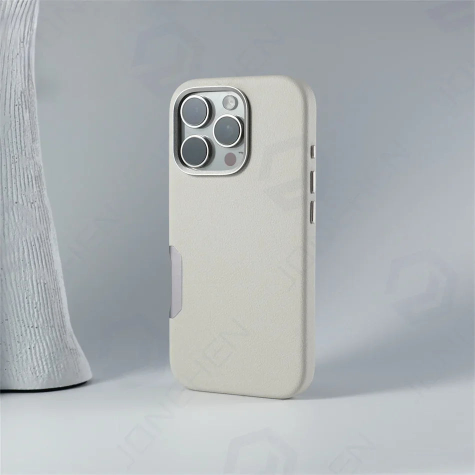 MagSafe Leather Alloy Camera iPhone Case