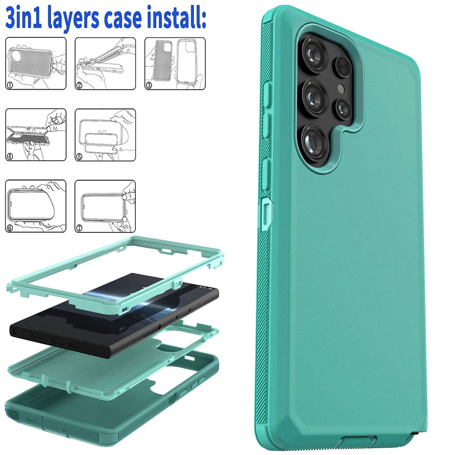 Green Rugged Samsung Galaxy S24 Case