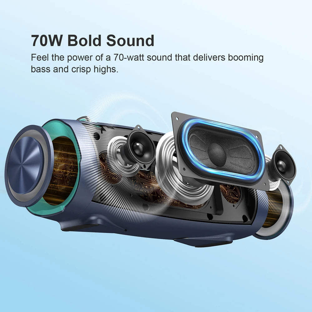 DOSS 70W Tragbarer Bluetooth-Lautsprecher Wasserdicht