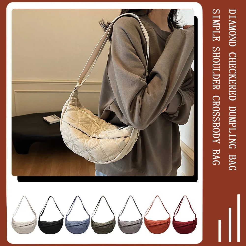 Nylon Zipper Hobo Crossbody Bag