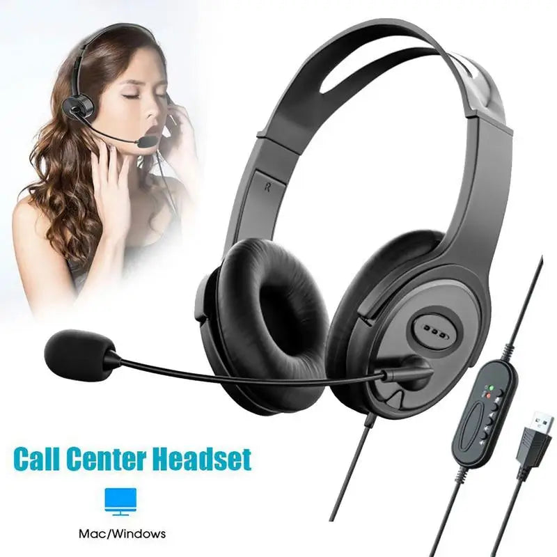 Call Center Stereo Headset with Mic