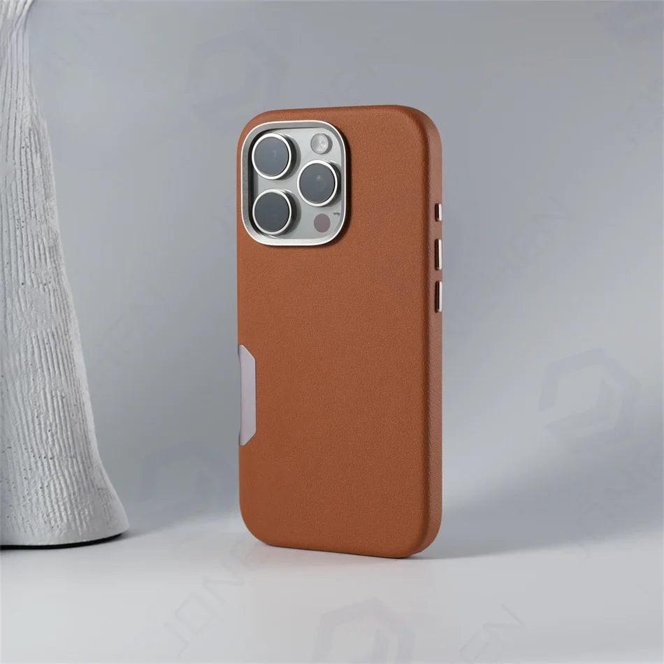 MagSafe Leather Alloy Camera iPhone Case