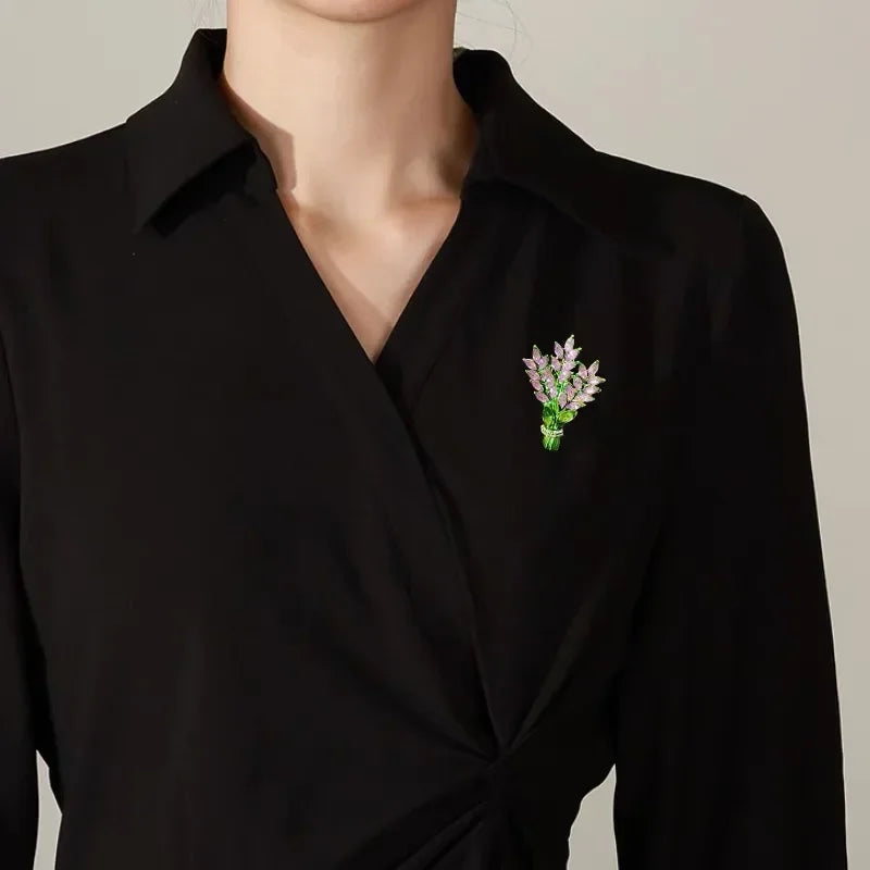 Exquisite Purple Lavender Crystal Brooch