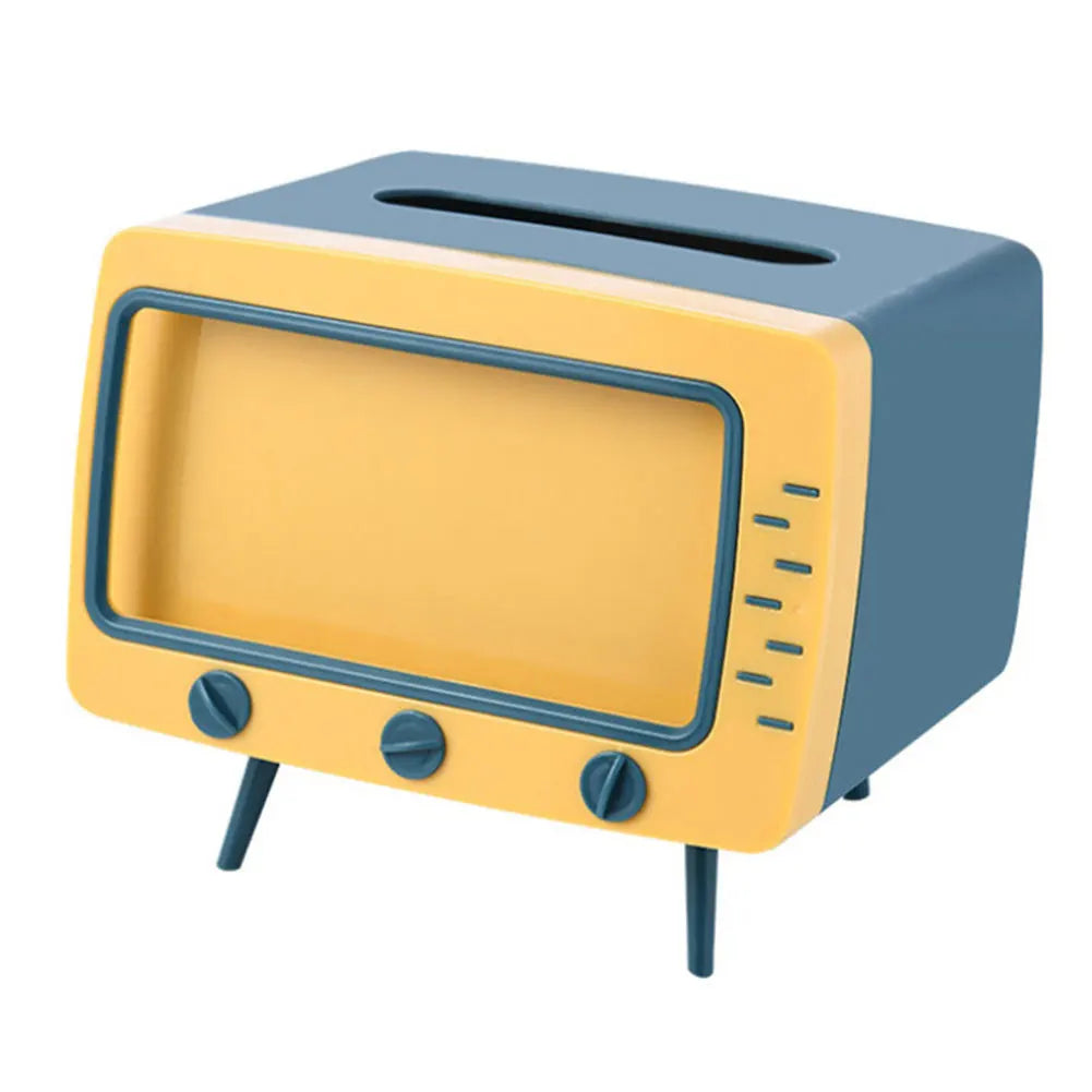 TV Tissue Box with Phone Stand Slot
