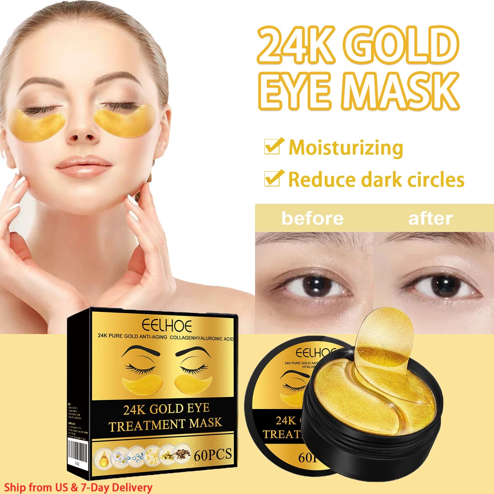 24K Gold Eye Mask – 60PCS Treatment