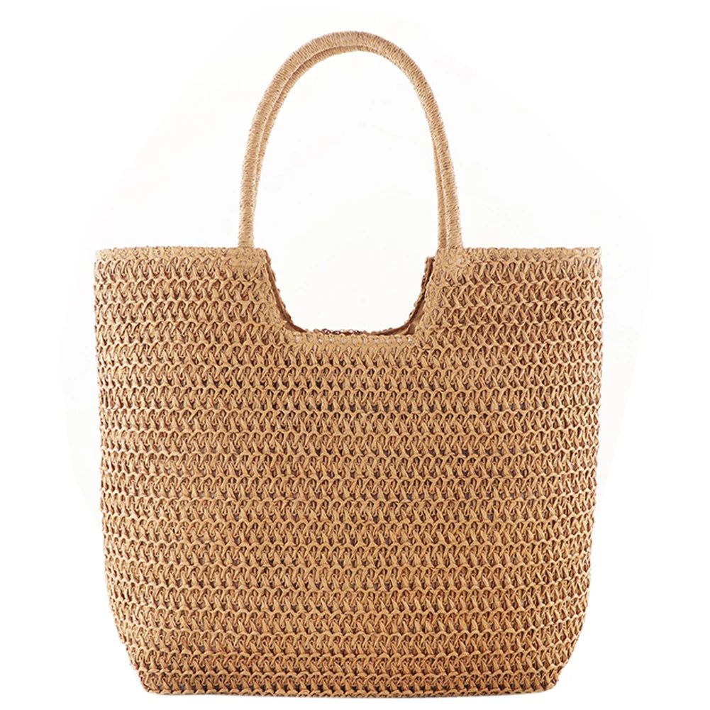 Women’s Large Crochet Straw Tote Bag