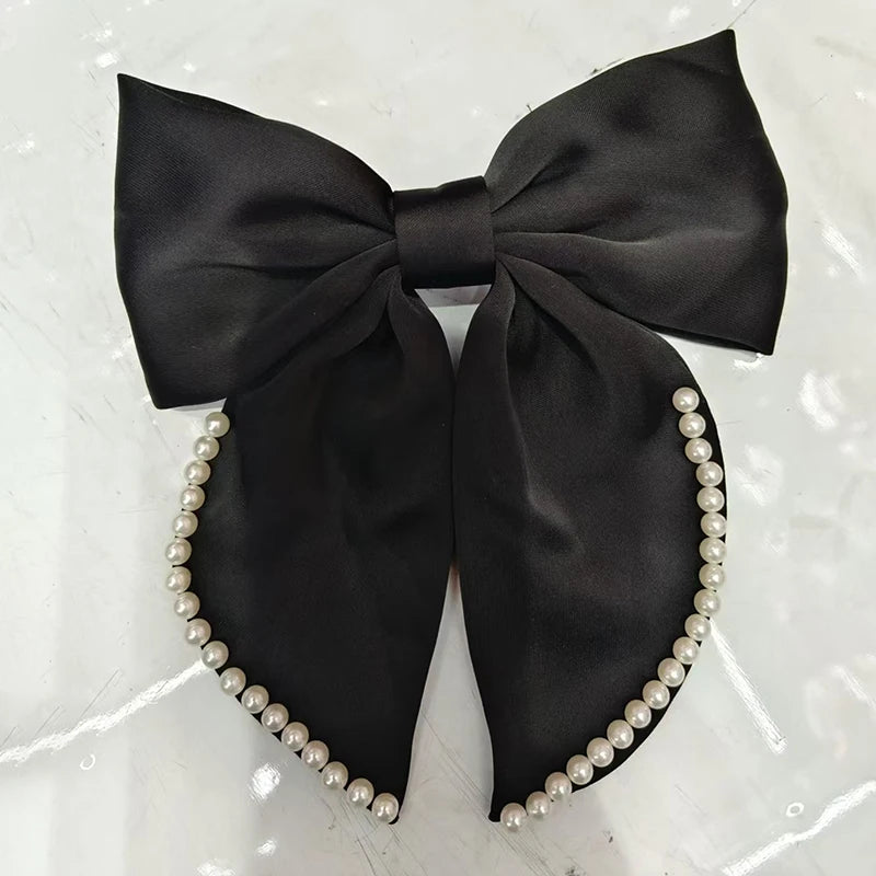 Korean Pearl Bow Silk Mesh Hairbands