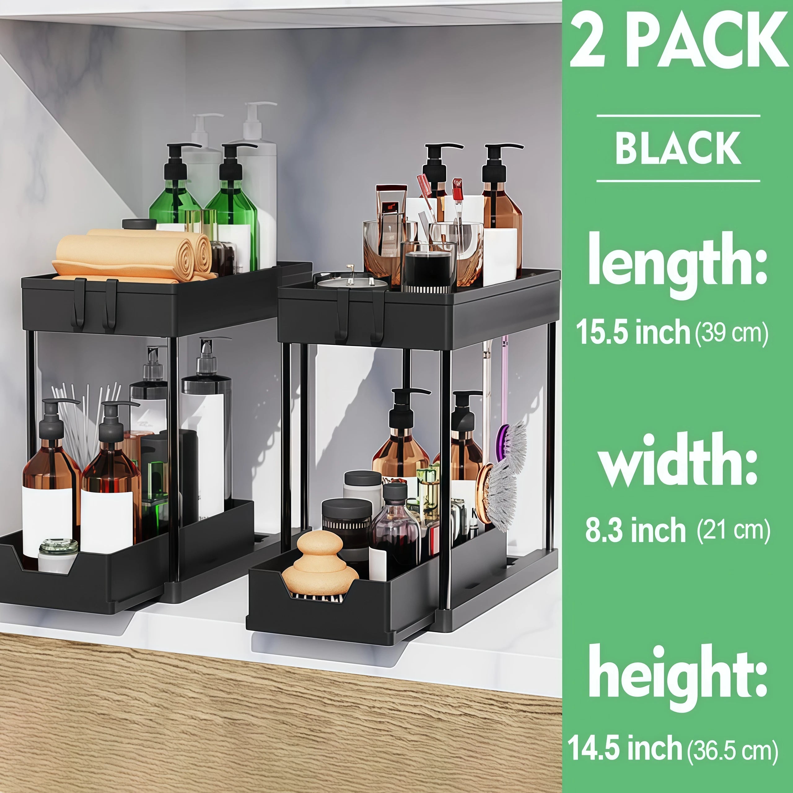 2-Tier Sliding Sink Storage Rack