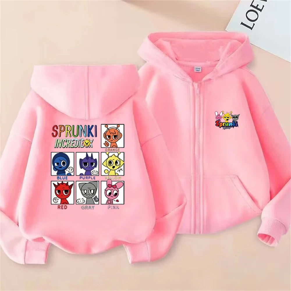 Sprunki Incredibox Kids Zipper Hoodie