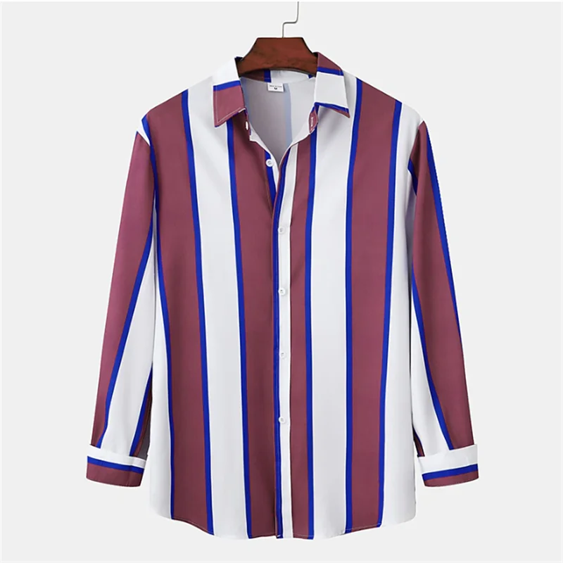Men’s Blue Striped Long Sleeve Button Shirt