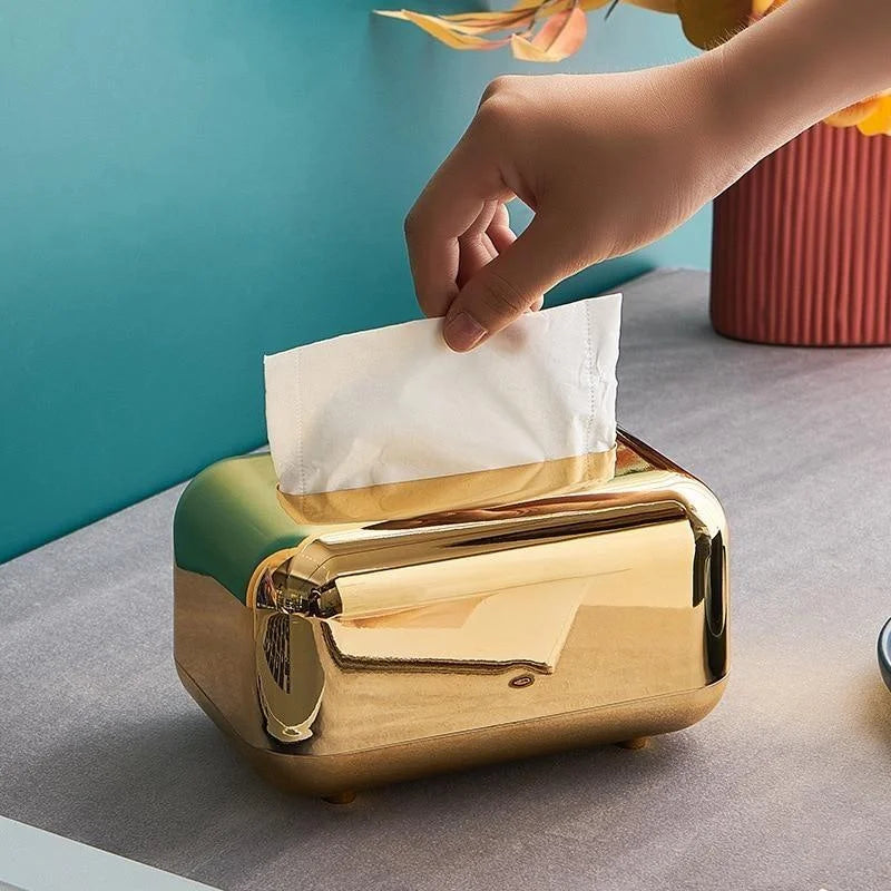 Luxury Golden Tissue Box Organizer