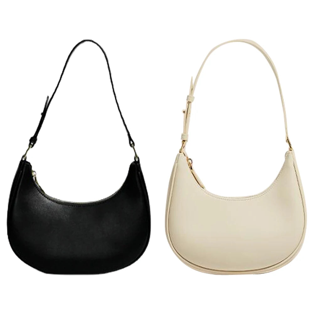 PU Leather Half Moon Hobo Underarm Bag