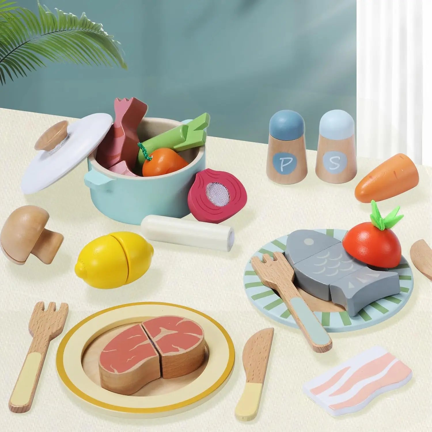 Wooden Play Food Kitchen Set