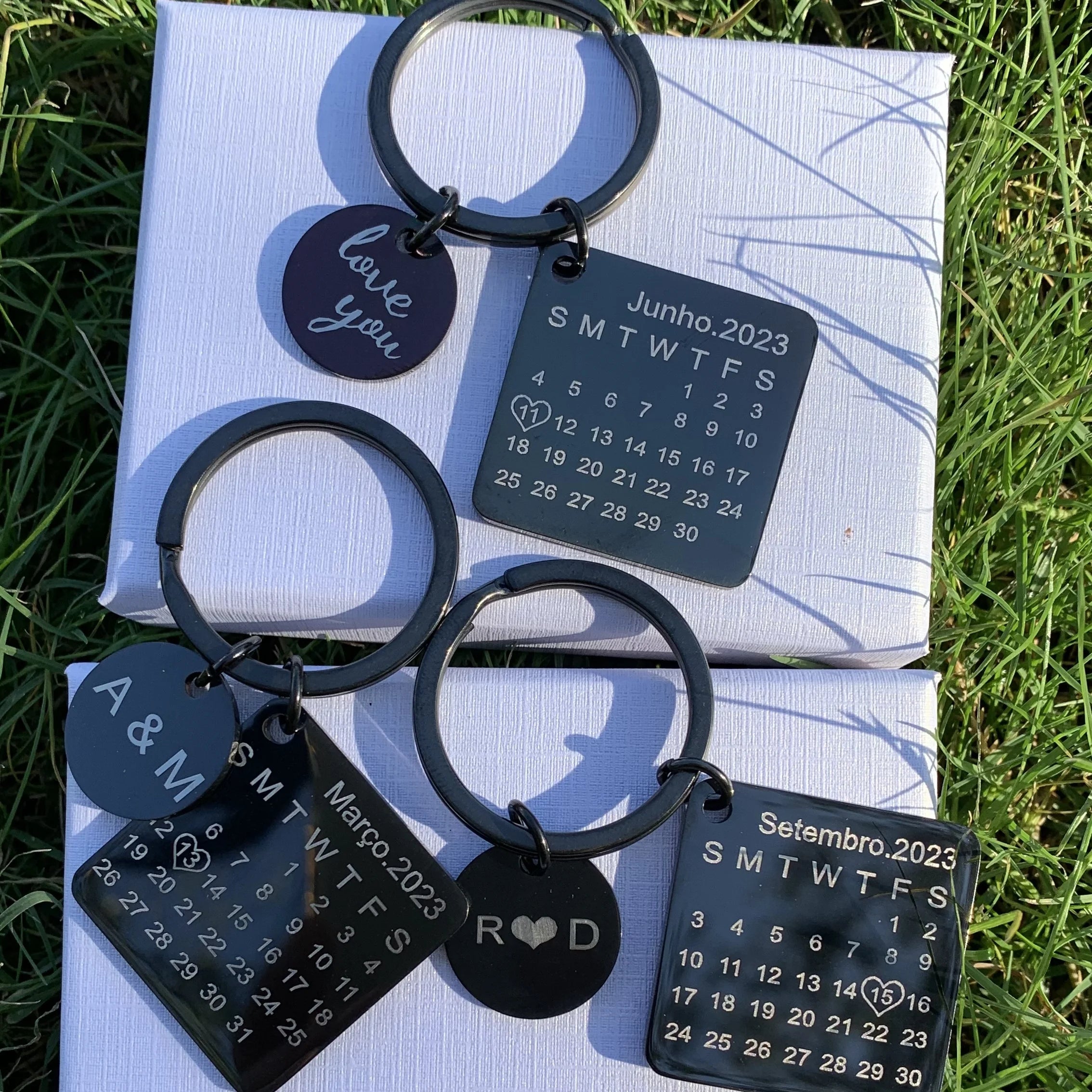 Custom Engraved Calendar Heart Keychain