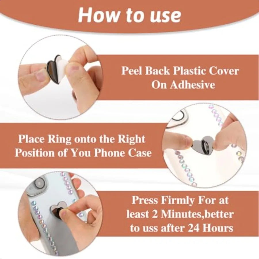 8-Pack Heart Metal Phone Ring Grip Set