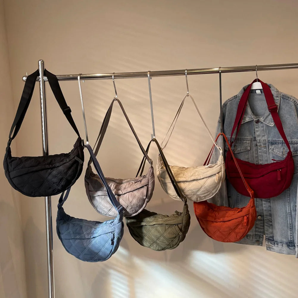 Nylon Zipper Hobo Crossbody Bag