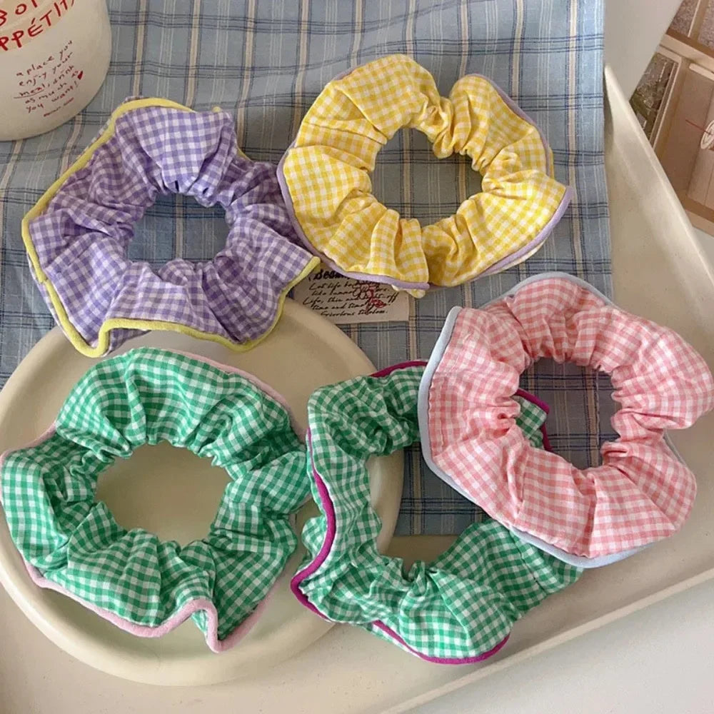 2024 Spring Lattice Print Hair Ties