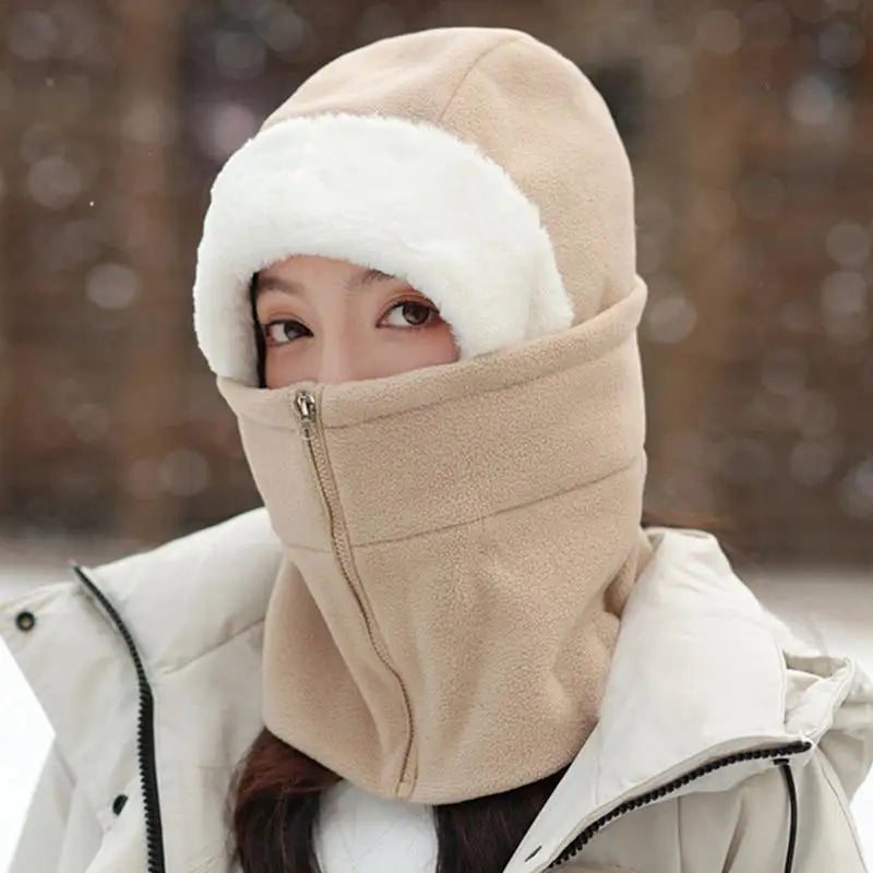 Winter-Plüsch-Gesichtsmaske und Mütze für Männer und Frauen