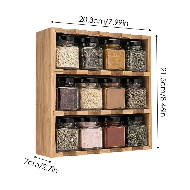 3-Tier Wooden Seasoning Rack Organizer