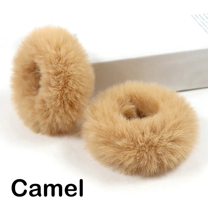 2Pcs Baby Girls Plush Elastic Hair Bands