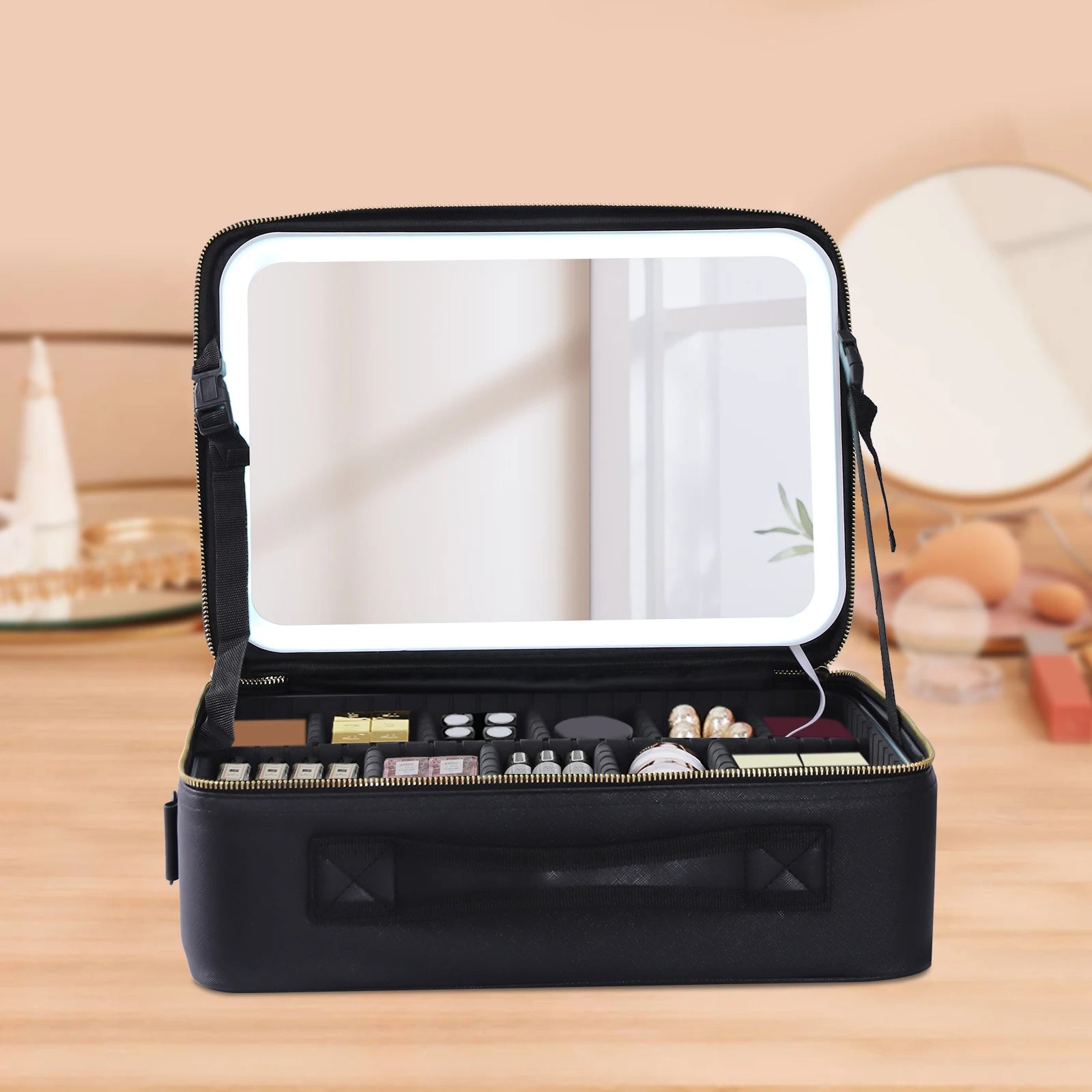 Black Pink Smart LED Makeup Case