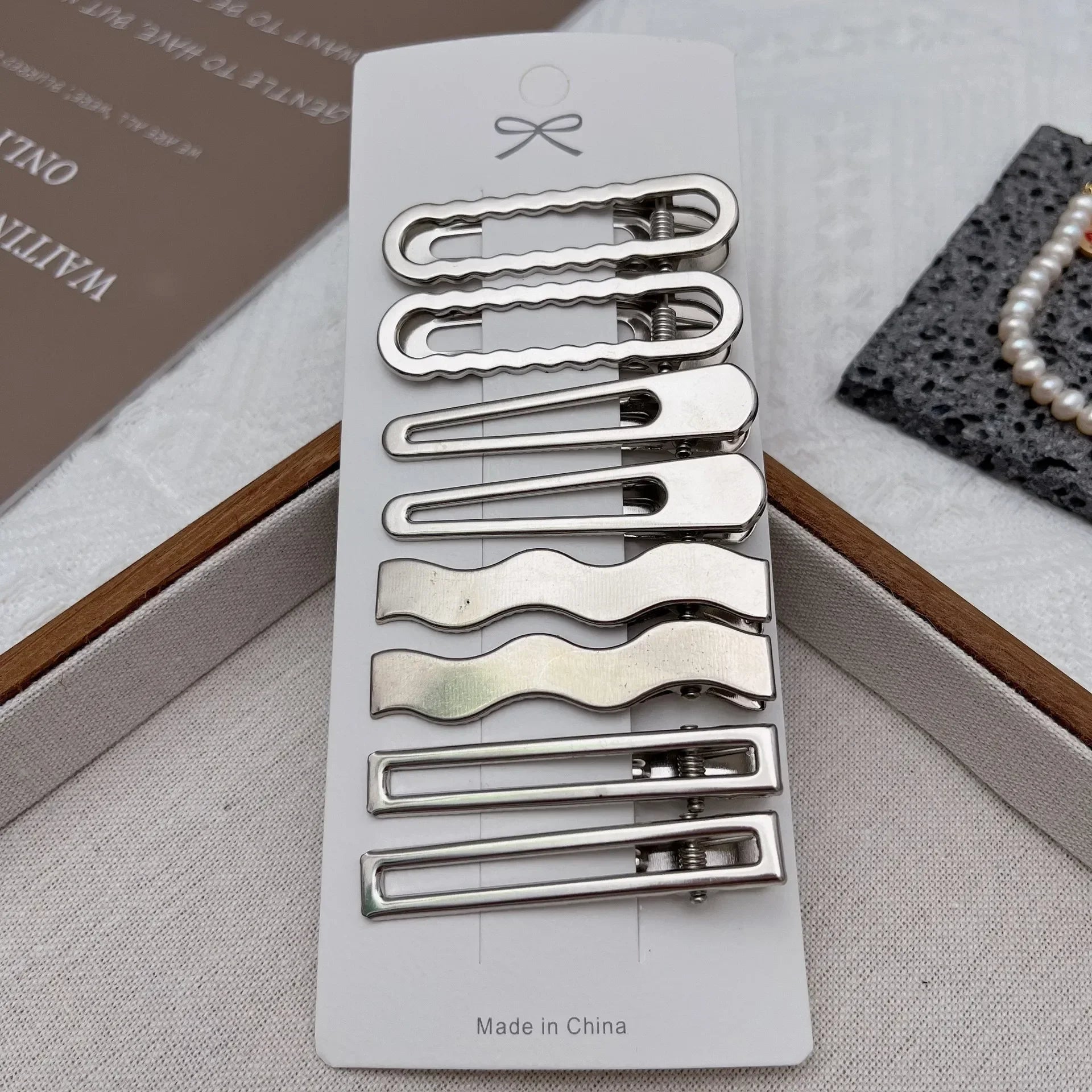 Y2K Silver Metal Duckbill Hair Clips